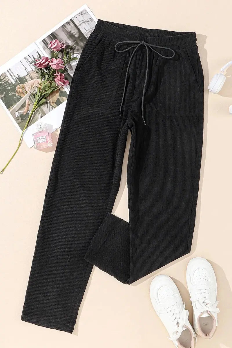 Comfortable Drawstring Straight Pants with Pockets - Love Salve